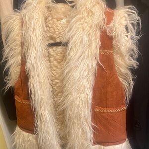 Spell Tan and Cream Faux Fur Vest